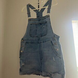 NoBo No Boundaries Shorts Juniors Size L (11-13) Blue Denim Overall Destroyed
